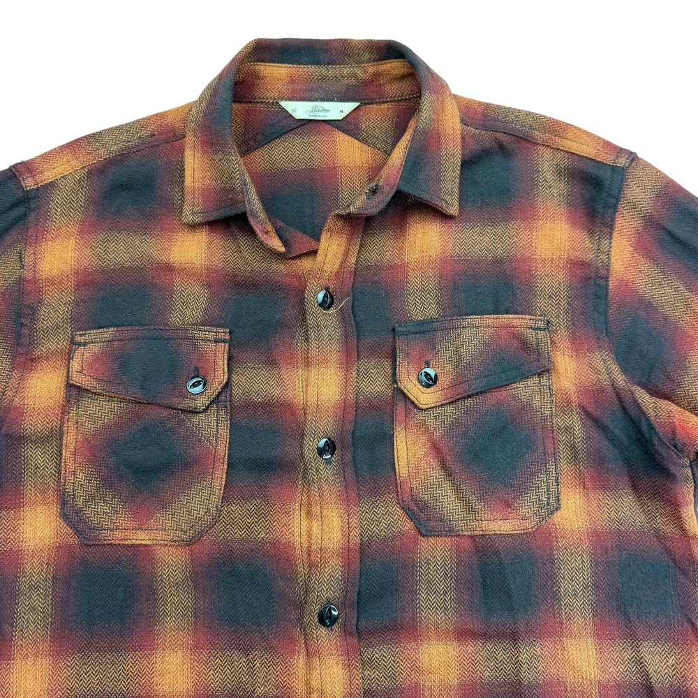 3sixteen Shirt Mens Medium Orange Plaid Long Sleeve Flannel Button Up USA